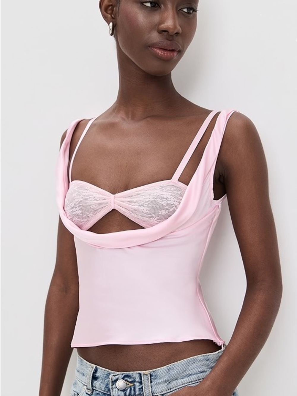 Lioness Pale Pink Cowl Neck Tank